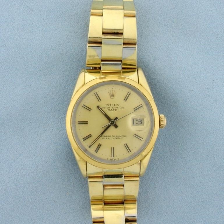Mens Rolex Oyster Perpetual Date Gold 34mm Automat