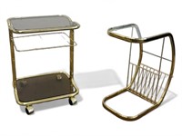 Mid Century Small Bar Tea Cart and Side Table