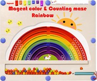 $16  Rainbow Magnetic Maze Board (Darker Wood)