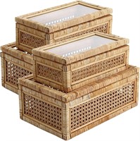 $297  Barydat 4 Pcs Rattan Storage Box  2 Sizes