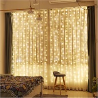 $16  2 Pack ZSJWL Curtain Lights  300 LED  9.8 Ft