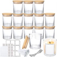 $25  15pk 6oz Candle Jars  Clear with Bamboo Lid