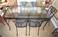 Woodard tempered glass patio table w 6 chairs