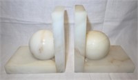 pair mid century alabaster bookends