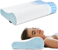 $30  Memory Foam Pillow  Ergonomic  White&blue