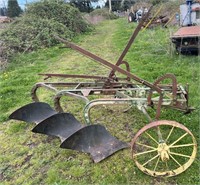 Vintage Three Bottom Plow!  Awesome Yard Art