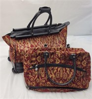 Pair of matching floral travel bags