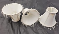 Set of 3 small white beaded lampshades