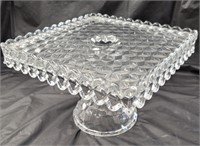 10 inch square glass cake plate