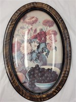 Vintage Framed Oval Floral Picture
