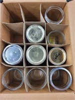Assorted wide mouth canning jars including short