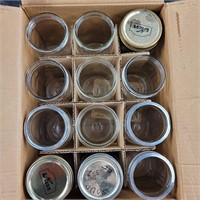 Lot of 12 wide mouth large canning jars