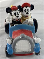 Vintage Mickey & Minnie Car, Music Box, Has Cracks