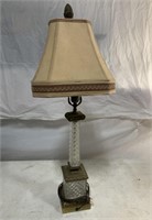 34" Tall Glass & Brass Lamp, No Shipping