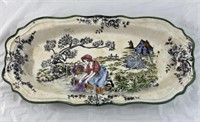 Toile Serving Platter, "Woman Washing Clothes"