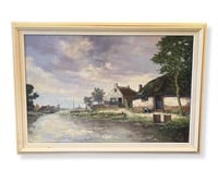 Orig. Antique Dutch Oil Painting of Holland Signed
