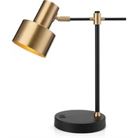 $73  17 in. Brass Gold/Black Lamp with 2 USB Ports