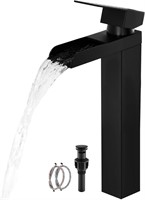 $40  Tall Black Waterfall Bathroom Faucet  KMBF015