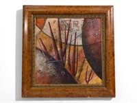 Vintage mixed media Abstract Oil On Board Signed