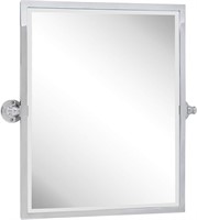 $110  Silver Metal Pivot Bathroom Mirror 23x24'