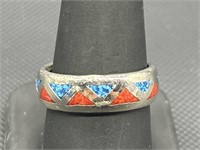 925 Silver w/ Turquoise Ring, Size 9.5
, TW 7.4g
