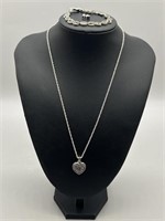 Silver Tone Fashion 18in Necklace, Bracelet, +
