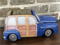 Vintage Blue 'Woodie' Car Planter