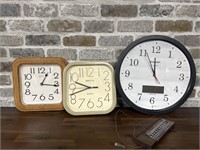 (4) Wall: 3- Clocks & a Thermometer