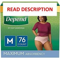 $87  Depend Fit-Flex Underwear  Medium  76 Count
