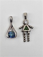 2 pendant whit stones sterling silver