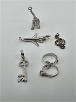 5 Pendants Sterling Silver 925