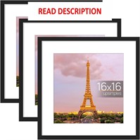 $39  16x16 Picture Frame Set of 2  HD Glass  Black