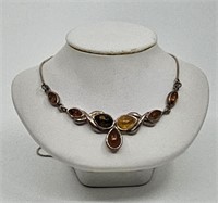 Amber Necklace Sterling Silver 925