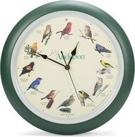 $40  Audubon Singing Bird Wall Clock  13 Inch Gree