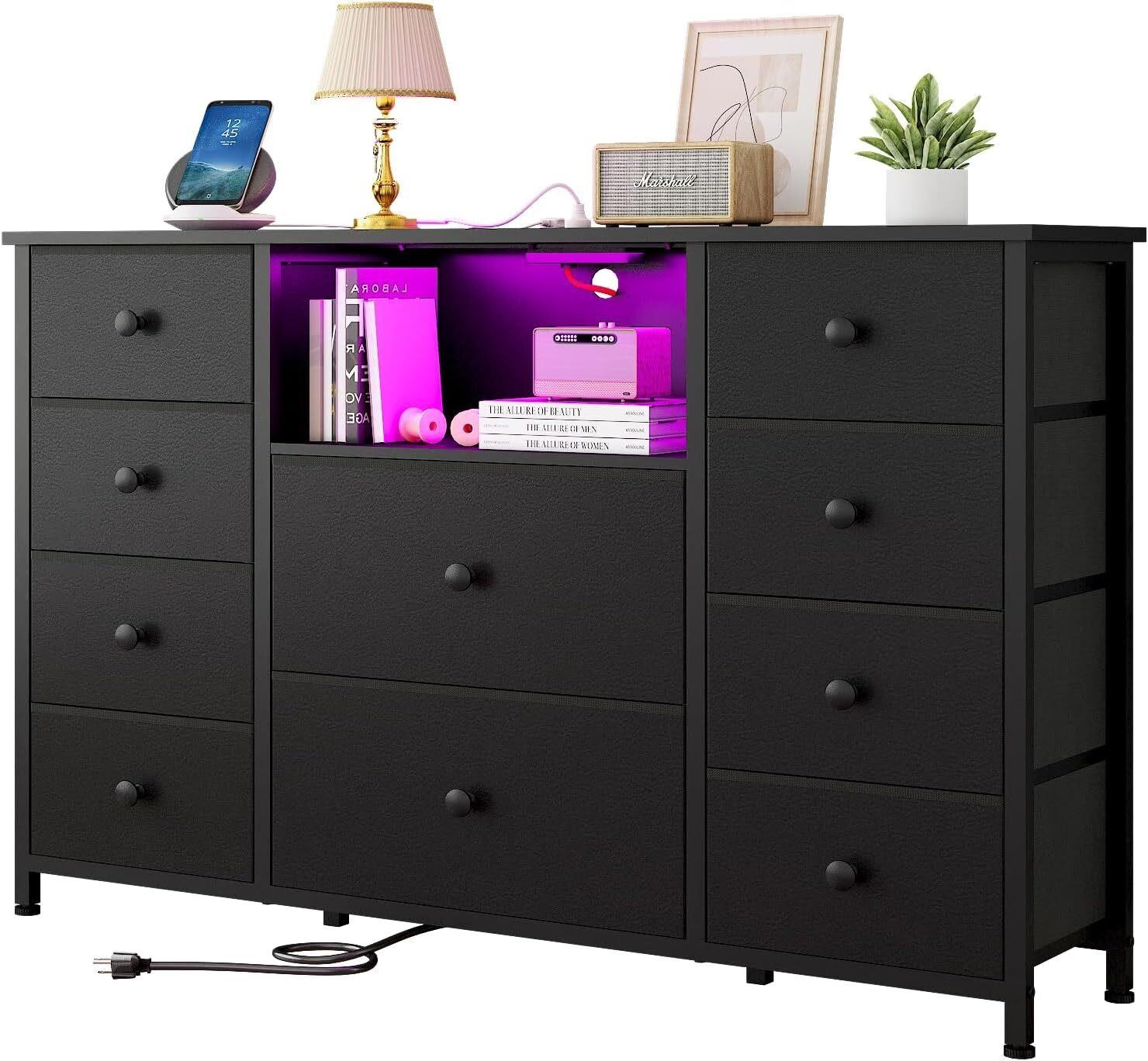 $126  LDTTCUK 10-Drawer Dresser with Charger  Blac