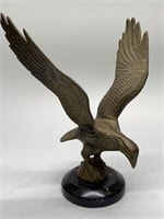 Brass Eagle Figurine on Black Marble Base