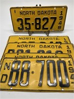 (5) 1940’s North Dakota License Plates