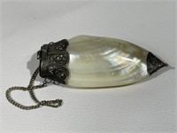 Antique Victorian Carved Shell Chatelaine