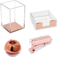 SEALED-Multibey Acrylic Desk Set, Rose Gold