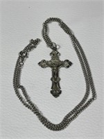 Vintage Sterling Silver Cross Necklace (Chain is