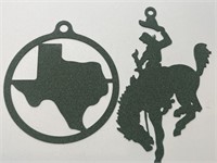 (15) Metal Texas & Bronco Ornaments / Medallions