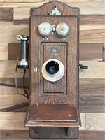 Antique Telephone in Oak Case - Generator is