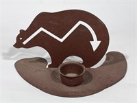Metal Native American Bear Themed Candle Holder