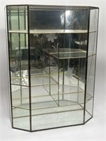 Vtg Glass & Brass Display Cabinet w/ Mirrored