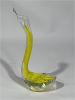 Yellow Art Glass Bird Figurine