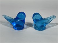 Two Art Glass Bluebirds