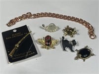 Vintage Brooches and Copper Bracelet