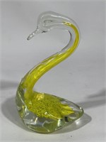 Yellow Art Glass Swan