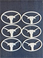 (6) Metal Texas Longhorn Medallions Ornaments
