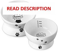 $20  YHY Cat Bowl Set  Ceramic  2 Bowls  3.6&3in